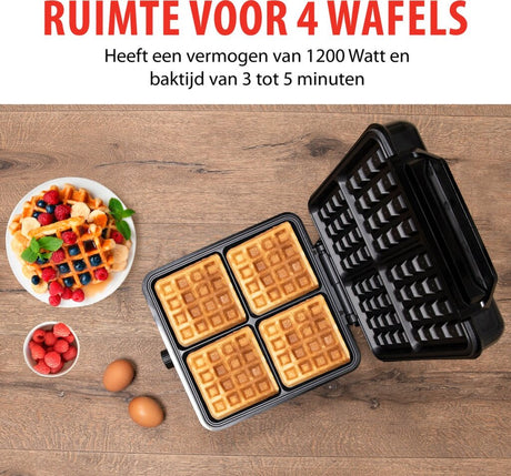 Alpina vaffelmaskine brussel vafler non-stick belægning 4 vafler 1200w