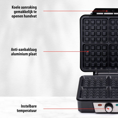 Alpina vaffelmaskine brussel vafler non-stick belægning 4 vafler 1200w