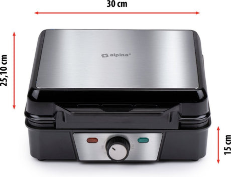 Alpina vaffelmaskine brussel vafler non-stick belægning 4 vafler 1200w