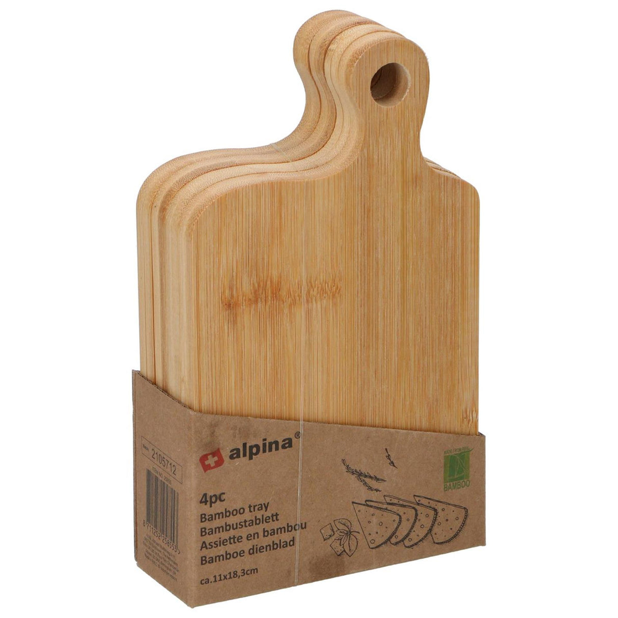 Alpina bambusbakke sæt med 4 stk 11,5x4x18,5cm