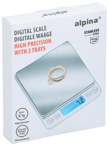 Alpina digital køkkenvægt - præcision køkkenvægt med 2 beholdere - digital køkkenvægt med tara funktion og skål - LCD display