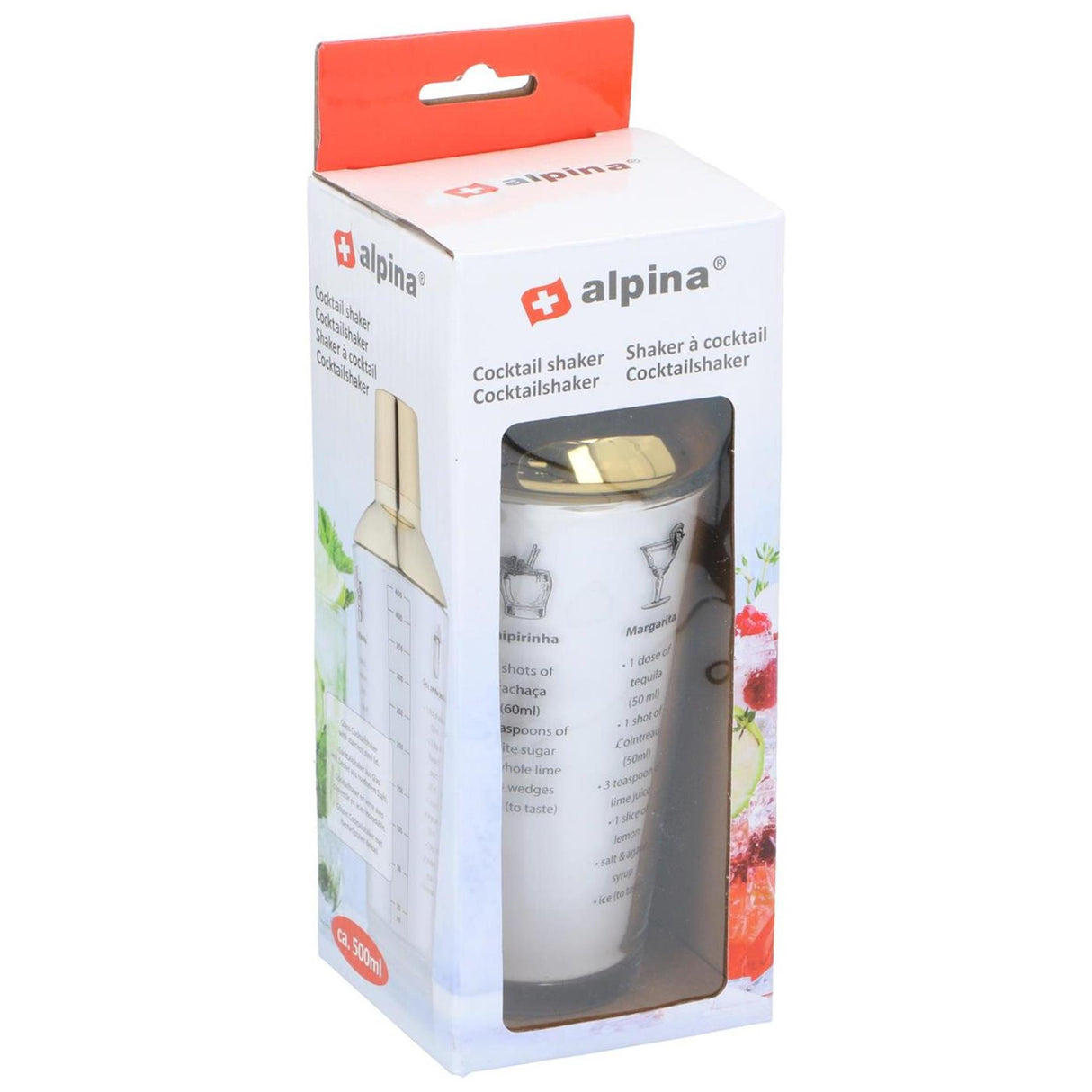 Alpina cocktail shaker glas med låg i rustfrit stål 480ml