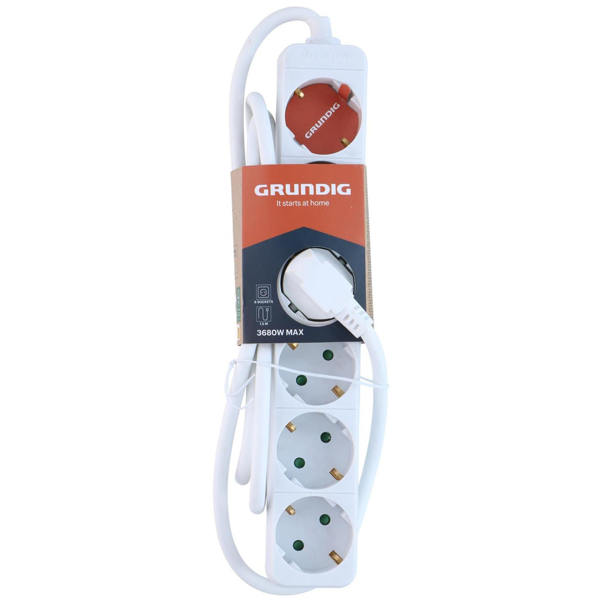 Grundig strømskinne hvid 6x 1,5m