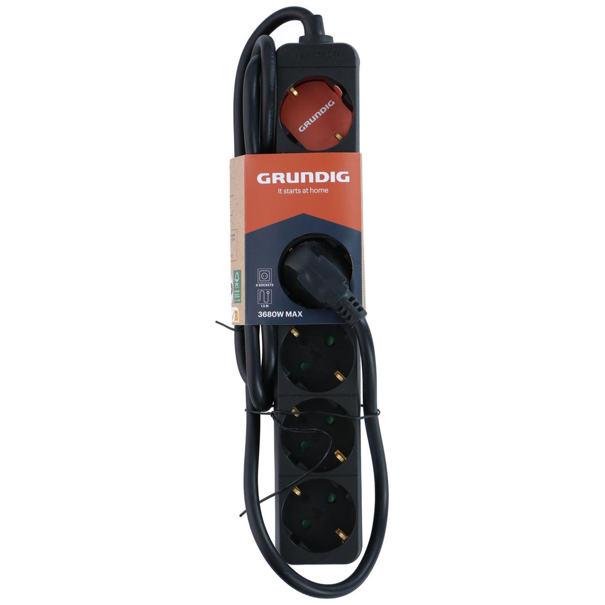 Grundig strømskinne sort 6x 1,5m