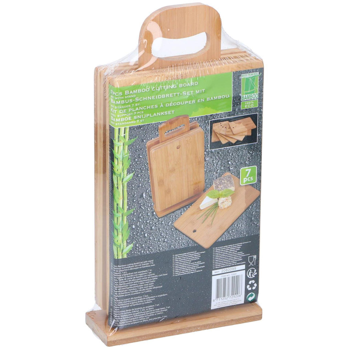 Skærebrætsæt bambus 29,5x15cm 6-delt med holder