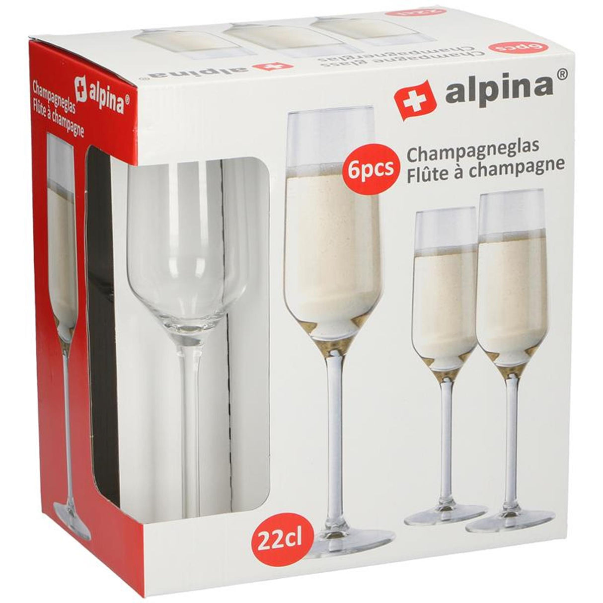Alpina champagneglas - fløjte - 220 milliliter - 6 stk