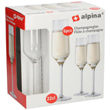 Alpina champagneglas - fløjte - 220 milliliter - 6 stk