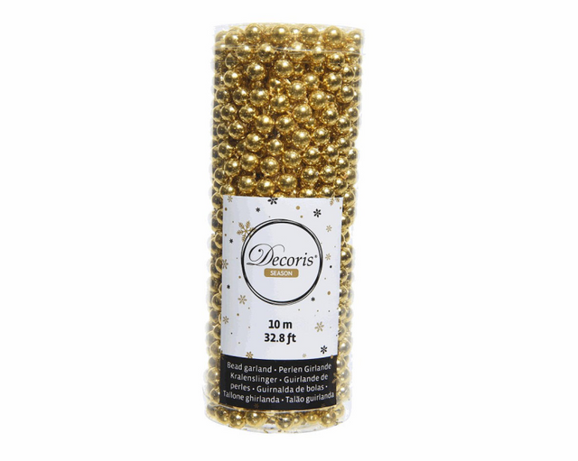 Decoris perleguirlande glans guld 10 meter