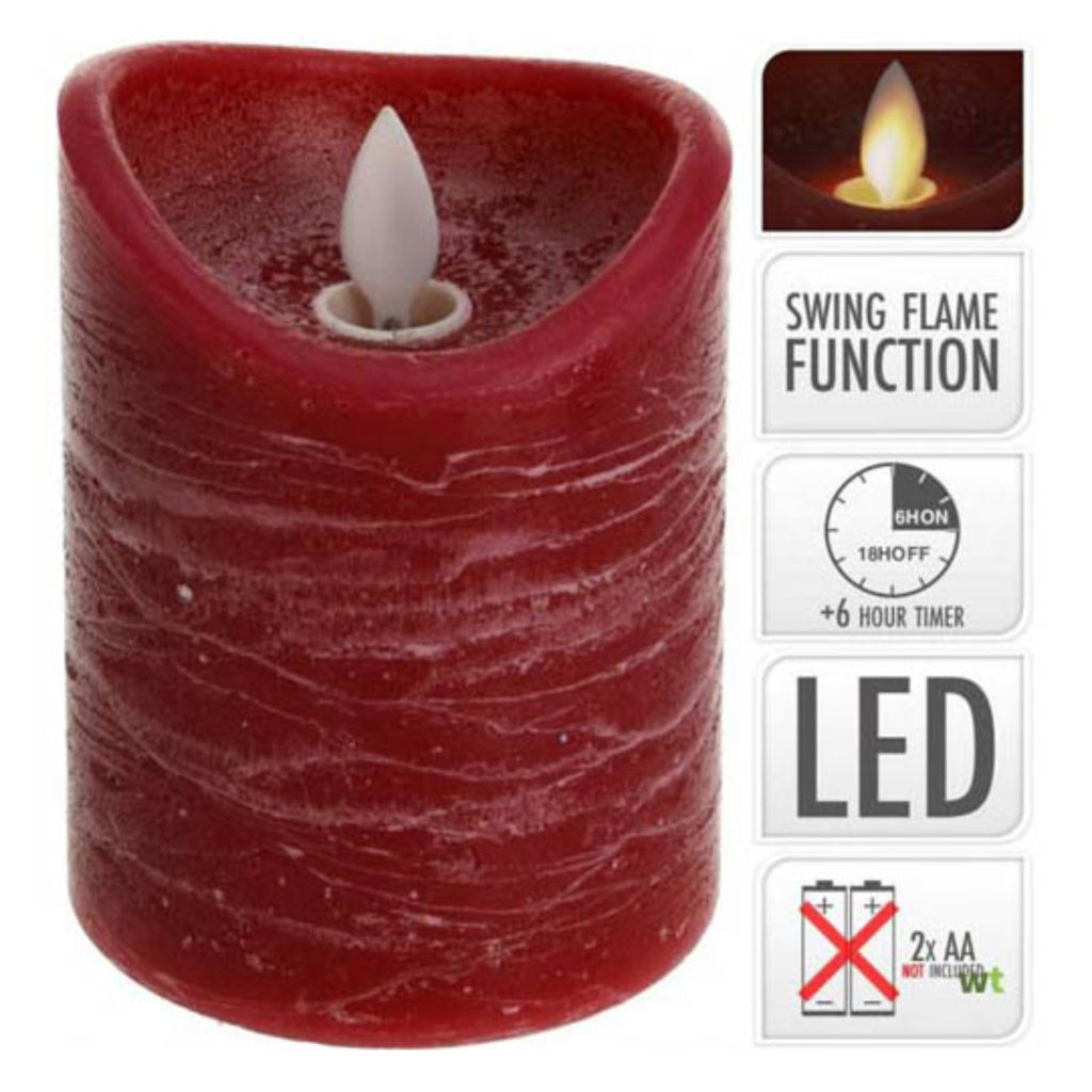 C.T. LED Candle Dance Flame Rød + Timer