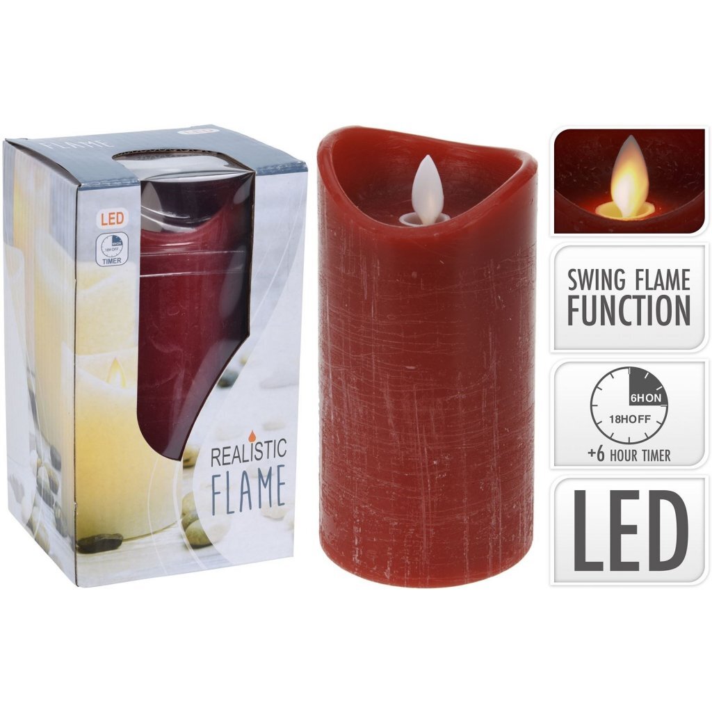 C.T. LED Candle Dance Flame Rød + Timer