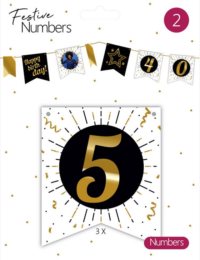 Festive numbers nr 5 3 stuks