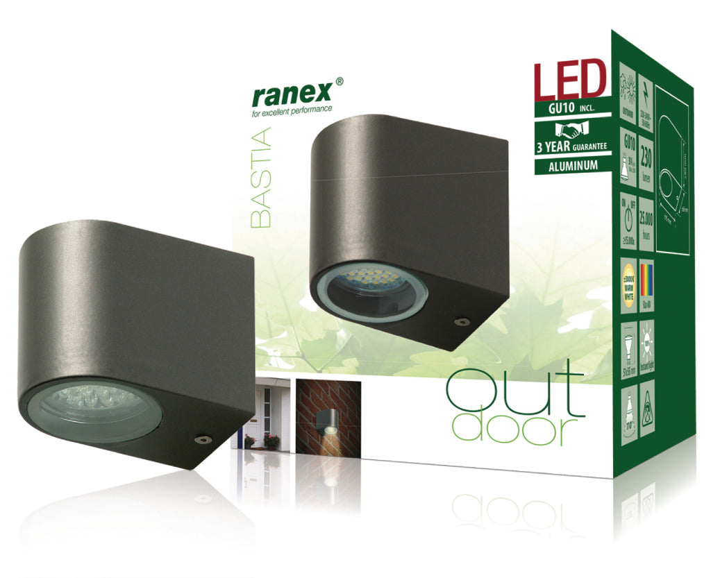 Ranex RA-5000332 LED udendørs væglampe lavet af rustfrit stål