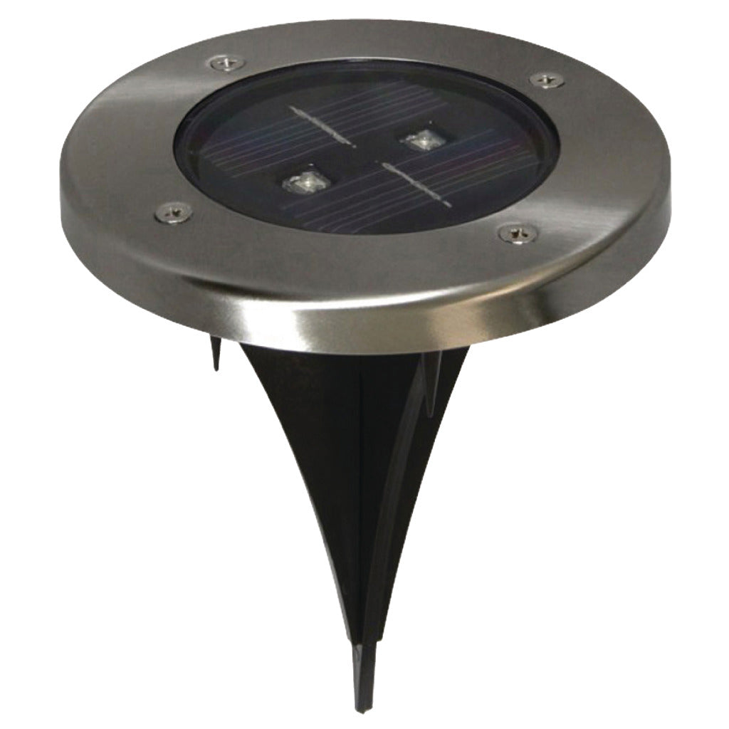 Ranex ra-5000389 rund LED solcellejord spotlight børstet rustfrit stål glas
