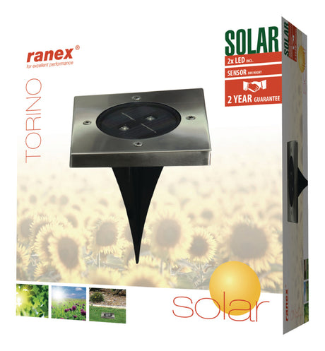 Ranex ra-5000406 led solar jord spotlight rustfrit stål