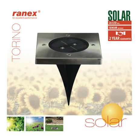 Ranex ra-5000406 led solar jord spotlight rustfrit stål