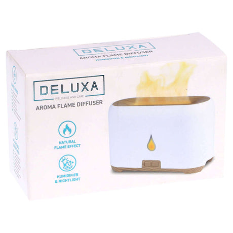Deluxa hvid flammediffuser befugter hvidt træ look