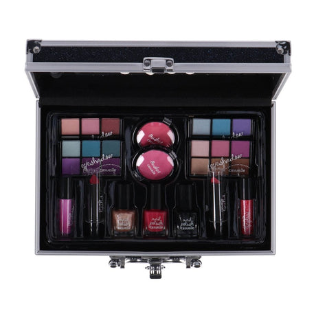 Casuelle make-up etui i aluminium mørkeblå glitter