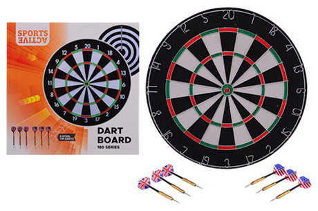 Johntoy sports aktiv dartskive 45x2 cm med 6 dartpile i æske