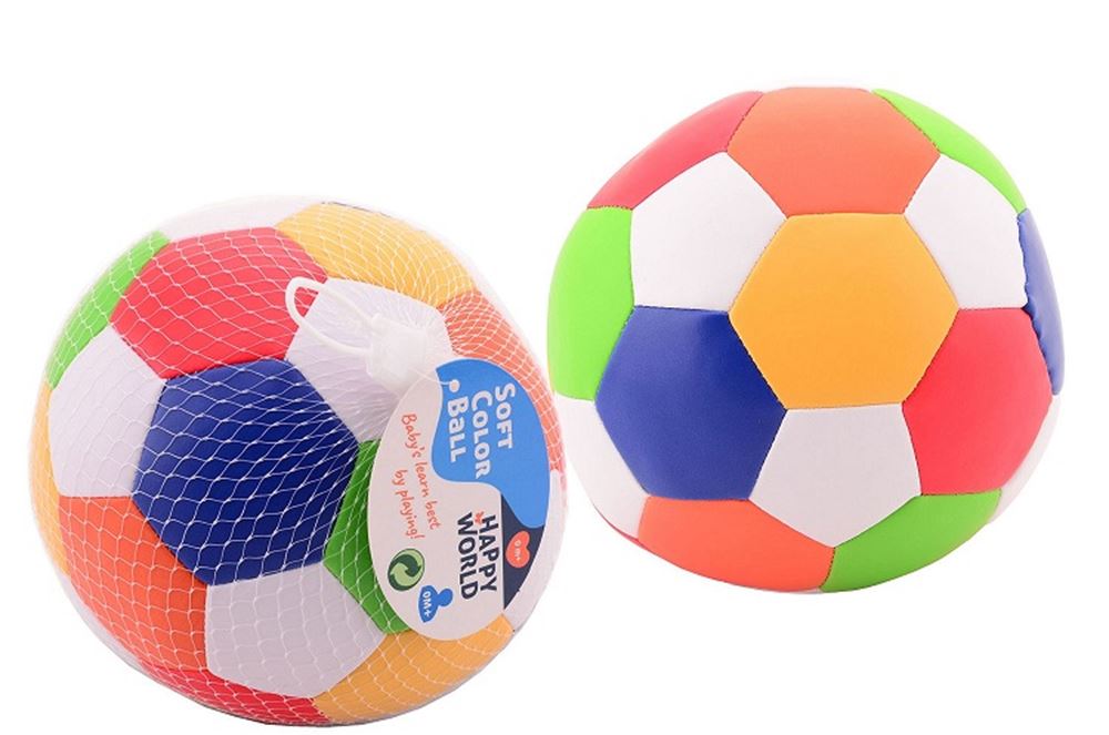 Johntoy happy world blød bold, flerfarvet 15 cm. 0+