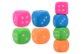 Johntoy funtoy medium eva dobbelsteen 7.5cm, 4 assorti