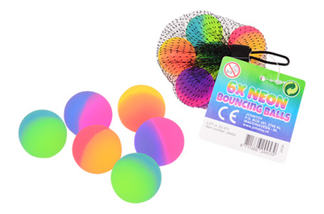 Johntoy john toy 2-farvede neon hoppebolde, 6 stykker i net