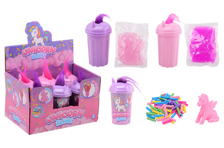 Johntoy unicorn slime sæt i beholder med unicorn hår