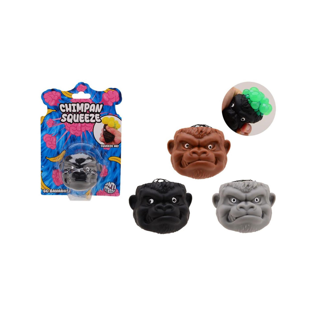Johntoy chimpansehjerne på kort, 3 assorterede