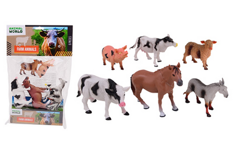 Johntoy animal world boerderijdieren 6 stuks in zak