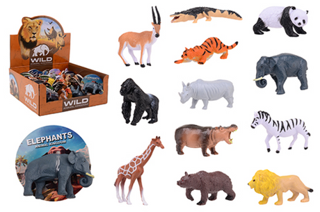 Johntoy display dyreverden vilde dyr, 12 assorterede