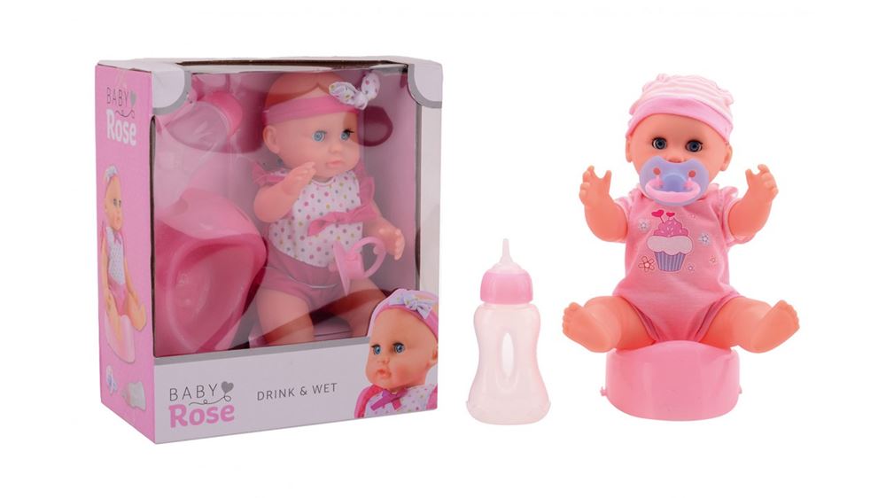Drikke- og tissedukke 25 cm. 2 assorterede