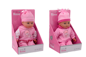 Baby rose dukke 30 cm. 2 assorterede