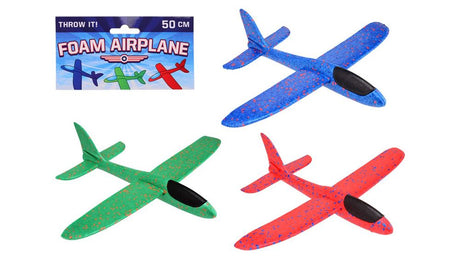 Johntoy skum flyvemaskine 50cm i taske - 3 assorterede