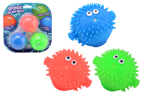 Johntoy aqua sjove fluffy svampe vandkugler 3 stykker på kort