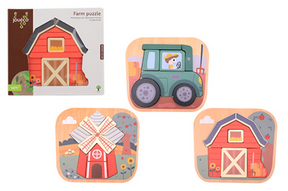 Joueco - boerderij puzzel 3 assorti
