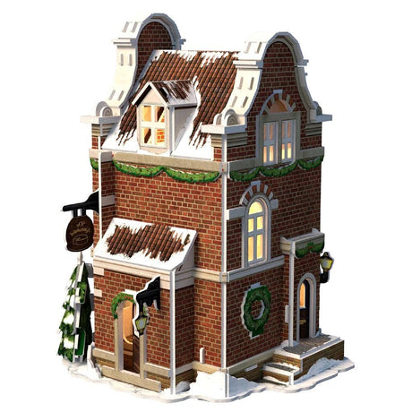 Cubic sjovt 3D puslespil Hollandsk hus vinter ost butik + lys 60 stykker