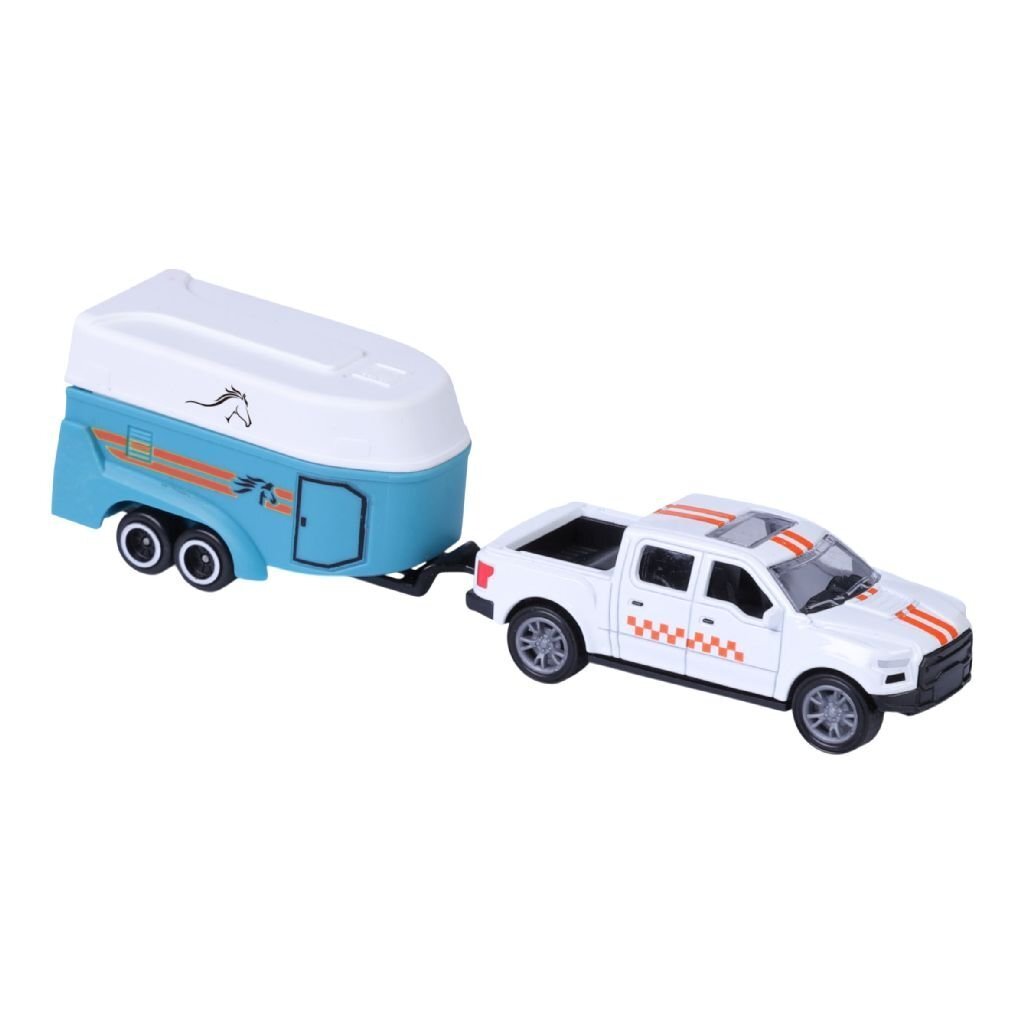 Byvognssamling trykstøbt pick-up med hestetrailer 1:50 assorteret