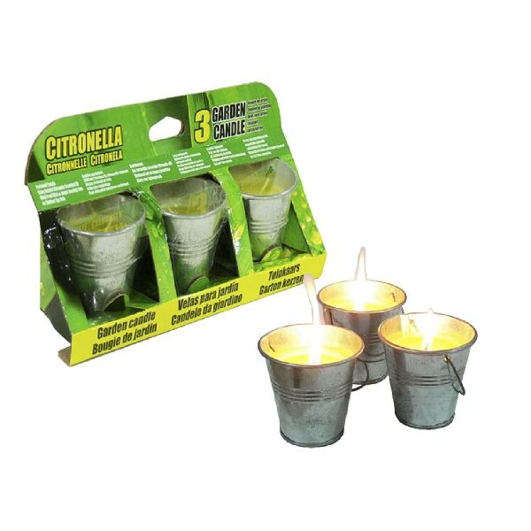 Grundlæggende citronella lys i metalspand 3 stk 6,5cm