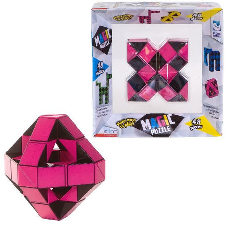 Klovnespil magisk puslespil 48-brikker pink