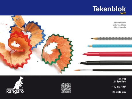 Kangaro k-5586 tegneblok a4+ (24x32cm) 110 gram 24 ark hvid