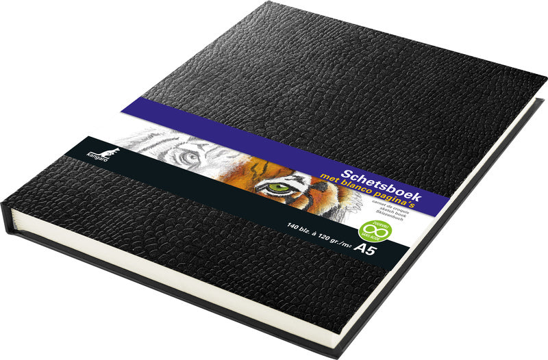 Kangaro skitsebog a5 - indbundet slangeaftryk - 140 blanke sider - 120 gram cremepapir - k-5320