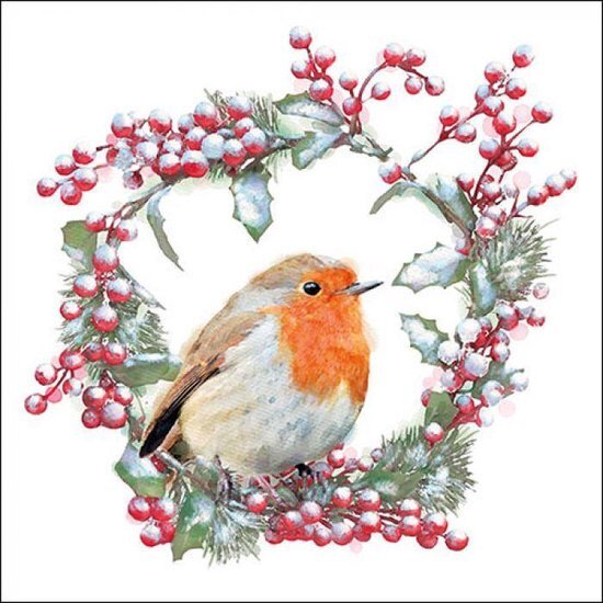 Ambiente servietter 33 cm robin i krans