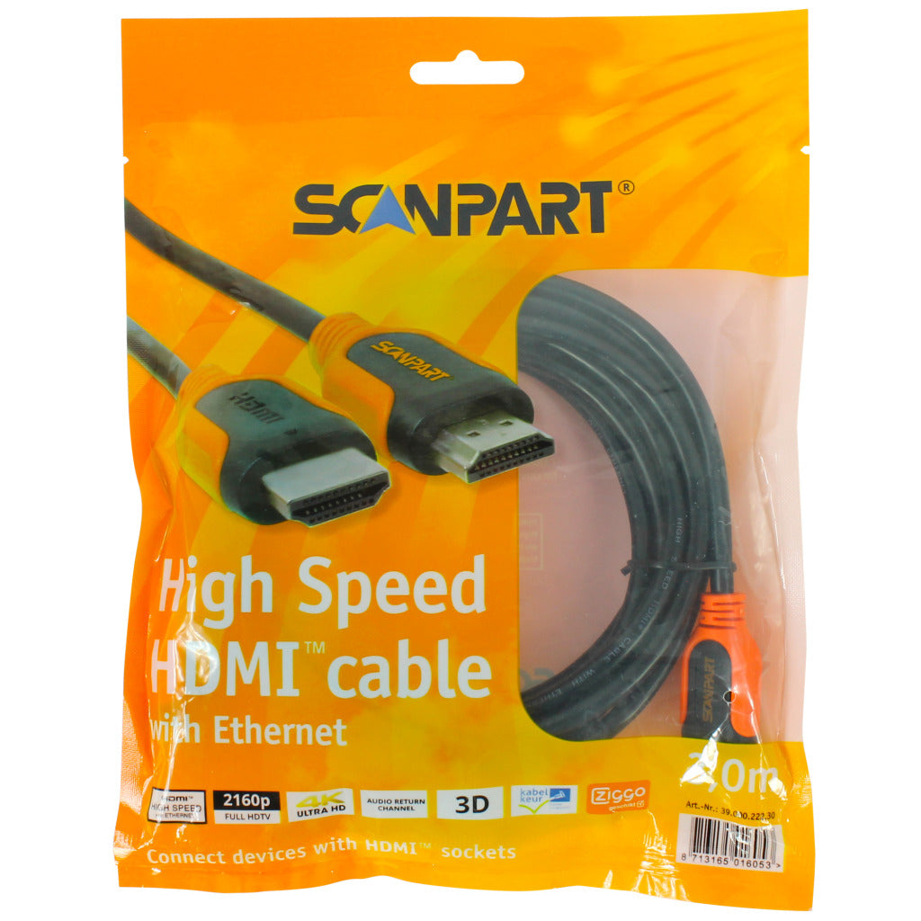 Scanpart HDMI kabel 3 m orange sort