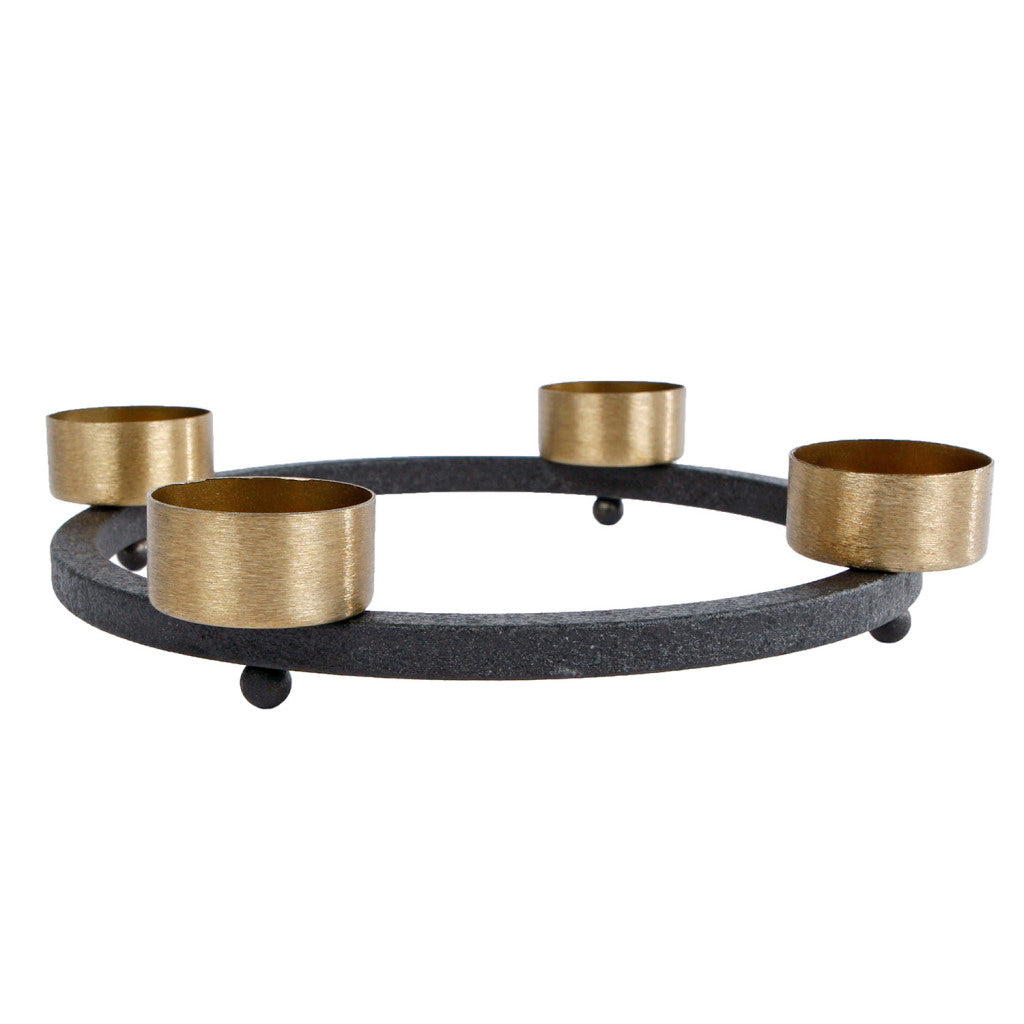 Andre mærker fyrfadsstage yono 23x23x5 cm sort guld metal