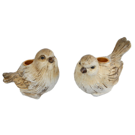 Andre mærker lysestage bird jack cr egrave;me brun polystone 13,5x9x10,2 cm