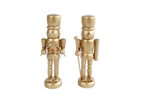 Sculptuur nutcracker goud hout 4x3,5x13cm ass.
