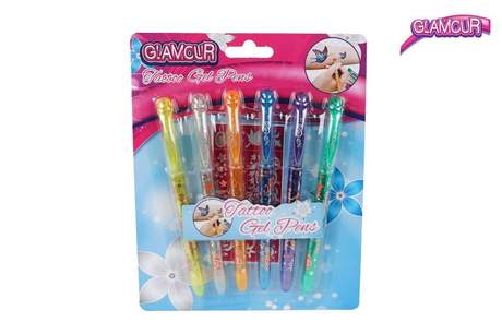 Glamour glitter tatoveringspenne, 6 stk.