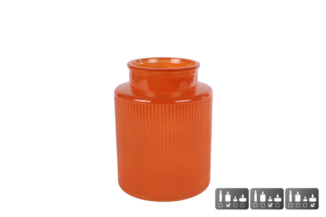Vaas windlicht niamh s oranje glas 13x13x17cm