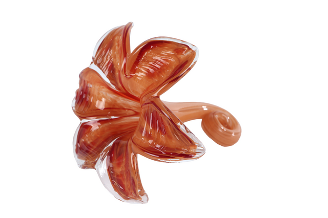 Sculptuur blad amber glas 14x14x11cm