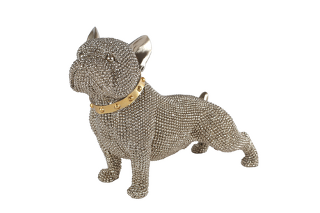 Skulptur cairn terrier glitter guld polystone 22x9x17cm