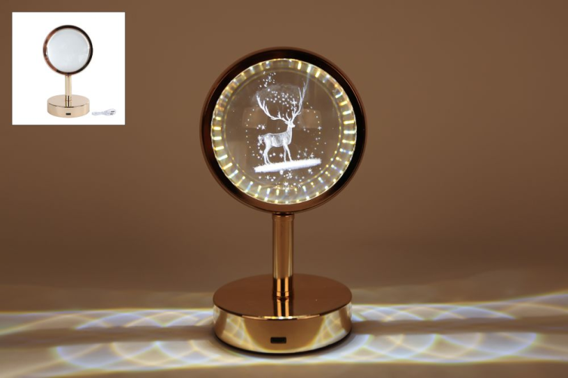 Sfeerverlichting touch rendier luster goud metaal 10x10x18cm